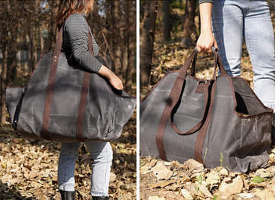 MYFIREPLACEDIRECT Waxed Canvas Log Tote Bag